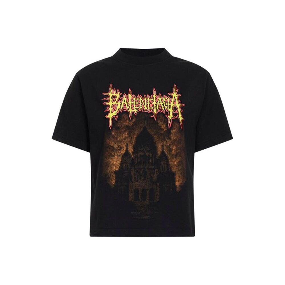 Balenciaga Women Black Balenciaga Sacré Cœur Medium Fit T-Shirt - Picture 1 of 2